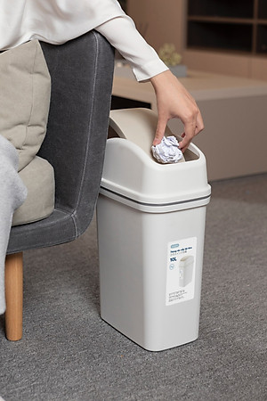 [Loại Kèm Ruột] Thùng Rác nắp lật Hiro 5L- 10L-15L (Tặng kèm Sticker Cute) kháng khuẩn, ngăn mùi hôi hiệu quả- Chính hãng INOCHI