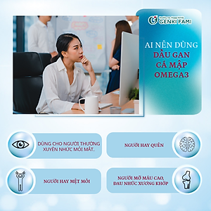 Dầu Gan Cá Mập Omega 3 Astaxanthin Genki Fami Nhật Bản, Bổ Mắt, Bổ Não Tốt Cho Tim Mạch Hộp 90 viên