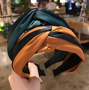 Bờm tóc nữ bản to mẫu mới bản đẹp phối 2 mầu vải lụa cao cấp