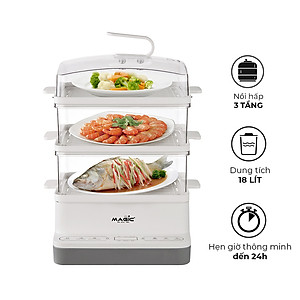 Nồi Hấp 3 Tầng Magic Eco AC-280 (800W)- Hàng chính hãng