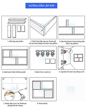 Kệ Gỗ Treo Tường 2 Tầng 2 Cánh Tủ Màu Trắng và Sồi SIB DECOR KT413