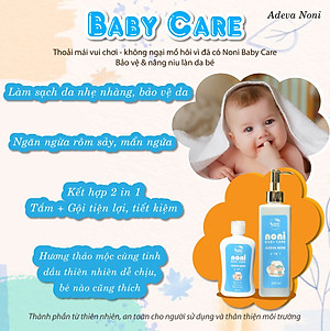 Dầu gội sữa tắm thảo mộc 2 trong 1 cho bé - 100% từ thảo dược thiên nhiên có khả năng kháng khuẩn và làm sạch như khổ qua rừng, lá khế, sài đất, … giúp làm sạch và bảo vệ làn da bé, ngăn ngừa mụn nhọt, rôm sẩy