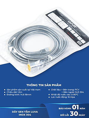 Combo vòi sen tăng áp LUVA VS4 kèm dây sen LUVA dài 1.5m
