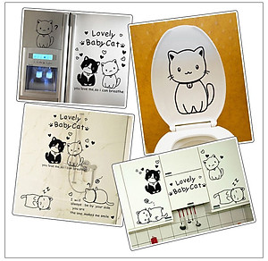 Decal dán tường mèo con dễ thương AmyShop DKN044 (110x125cm)