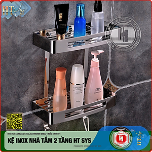 Kệ nhà tắm inox 304 HT SYS - Kệ để đồ phòng tắm 2 tầng đa năng - Chất liệu inox 304 cao cấp - Tích hợp móc treo đồ - LOẠI DÀY - Hàng Chính Hãng