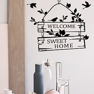 Decal dán tường, cửa kính chữ WELCOME SWEET HOME tươi vui và tràn đầy sức sống