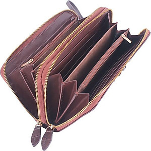 Ví Nữ Da Cá Sấu Nhiều Ngăn Huy Hoàng HT3270 (11 x 22 cm) - Nâu Đất