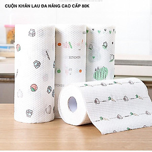 Cuộn Giấy Lau Nhà Bếp Đa Năng  200 Tờ Màu Trắng Siêu Dai - Giấy Mềm Có Thể Giặt Được - Hàng Chính Hãng 