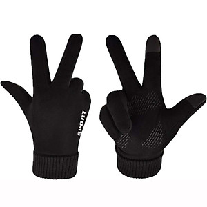 Găng tay phượt dành cho nam lót nỉ lông ấm áp cảm ứng điện thoại phủ gen nhựa chống trượt GTNK02