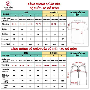 Bộ bigsize thể thao nam fasvin AT161.20 bộ thể thao nam cộc tay không cổ chất vải mềm mịn