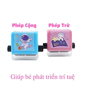 Máy in con lăn phép tính cho bé tiện lợi (tặng kèm 1 lọ mực), con lăn phép tính tự động