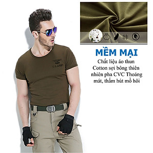 Áo Thun Nam Ngắn Tay Kiểu Lính Không Cổ  US ARMY U229, Chất Liệu Cotton Thoáng Mát, Mềm Mịn, Mát, Bền Màu-HÀNG CHÍNH HÃNG
