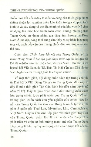 Chiến Lược Kết Nối Của Trung Quốc Với Các Nước Đông Nam Á Lục Địa Giai Đoạn Hiện Nay (Sách chuyên khảo) - Viện Hàn lâm Khoa học Xã hội Việt Nam - Viện Nghiên cứu Trung Quốc - TS. Trần Thị Hải Yến chủ biên