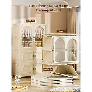 Tủ Quần Áo Gấp Gọn Nubie Có Ngăn Treo Trẻ Em, Đựng Đồ Đa Năng Thông Minh, Tháo Lắp Dễ Dàng, Nhựa PP