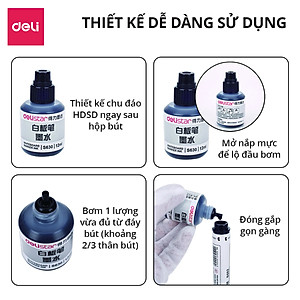 Mực Bút Lông Dầu Chính Hãng Deli - 3 Màu Mực - Dung Tích Lớn - Tiết Kiệm, Dễ Dàng Thay Thế - S630