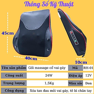 Gối Massage Cổ Vai Gáy Cao Cấp Thế Hệ Mới, Máy Massage Hồng Ngoại 20 bi Đa Chức Năng, Giảm Nhức Mỏi Toàn Thân Hiệu Quả