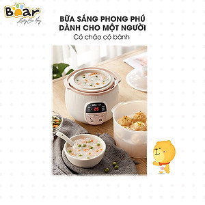 Nồi Nấu Chậm 0,8L Bear SUBE001 Đa Năng Nấu Cháo, Chưng Yến Bản Quốc Tế - Hàng Chính Hãng