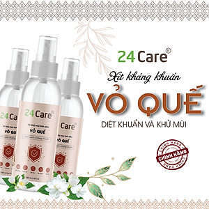 Xịt Phòng Tinh Dầu Quế Hữu Cơ Organic 24Care 50ML/100ML - Kháng khuẩn - Khử mùi hôi - Đuổi muỗi - côn trùng - Giúp định tâm khi đi xa, ngủ khách sạn, giảm cảm giác bất an - Hương thơm thư giãn.