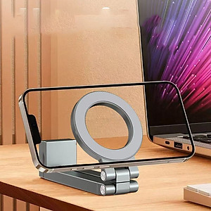 Giá đỡ kệ đỡ điện thoại từ tính gập xoay 360 độ để bàn, kẹp thành bàn, ô tô, máy bay livestream, selfile tự sướng - Hàng chính hãng