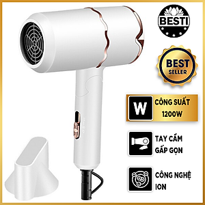 Máy Sấy Tóc Besti Cao Cấp – Tay Cầm Gấp Gọn Tiện Dụng Máy Sấy Tóc Bổ Sung ION Dưỡng Ẩm, Làm Mềm Mượt Tóc – Máy Sấy Tóc Kiểu Dáng Sang Trọng Tinh Tế Công Suất Lớn, Giảm Tiếng Ồn, Động Cơ Êm Ái, Ổn Định – Hàng Chính Hãng