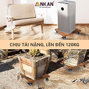 Đế Đôn Chậu Cây Có Bánh Xe Cao Cấp ANKAN Hình Vuông Màu Vàng 35x35 Cm Tải trọng 150 Kg Gỗ Tràm Bông