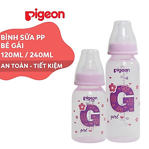 Bình sữa Pigeon cổ hẹp PP cao cấp bé gái 120ml/ 240ml