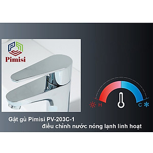 Vòi Lavabo Nóng Lạnh Pimisi PV-203C-1 Đồng Thau Mạ Xi Sáng Bóng, Dùng Cho Chậu Rửa Mặt 1 Lỗ Ở Phòng Tắm - Điều Chỉnh Nước Bằng Gật Gù Gắn Trên Bồn Chậu Rửa Treo Tường Hay Chậu Mặt Bàn Đá, Với Đầy Đủ Phụ Kiện Xi Phông Và Dây Cấp Nước | Hàng Chính Hãng