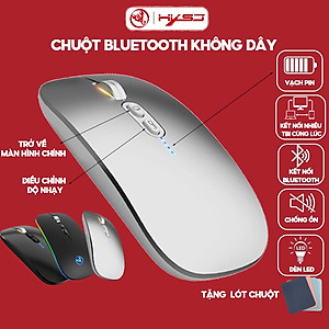 Chuột không dây Bluetooth HXSJ M103 wireless tự sạc pin siêu mỏng không gây tiếng ồn cho laptop MCBook PC Tablet PAD-Hàng Chính Hãng