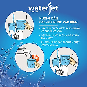 Máy tăm nước gia đình Waterjet Flosser Ultra (12 đầu tăm, dùng được cho người niềng răng, có đầu cạo lưỡi, đầu hút mũi) - Bảo hành 12 tháng