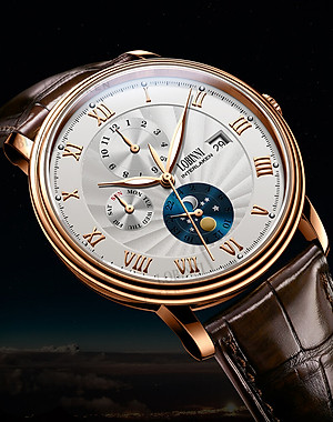 Đồng hồ nam chính hãng LOBINNI LB11023G-D1 Kính sapphire chống xước,chống nước 50m,mặt trắng vỏ vàng hồng dây da nâu xịn, thép không gỉ 316L,Đồng hồ cơ (Automatic) bảo hành 24 tháng,thiết kế đơn giản và sang trọng