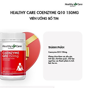 Bổ tim Úc Healthy Care CoEnzyme Q10 150mg giúp duy trì sức khỏe tim mạch, nâng cao sức khỏe chung - OZ Slim Store