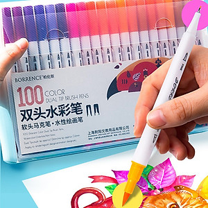 Bộ Bút lông kim 2 đầu brush dùng để vẽ, tô màu,Sketch hoặc viết calligraphy-set 48/72/100 màu Laluna- B63