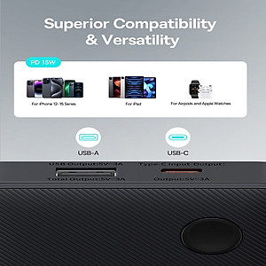 Pin Dự Phòng Baseus Airpow Lite Power Bank 10000mAh 15W (Kèm Cáp Dữ Liệu Simple Series USB sang Type-C dài 30cm)- Hàng Chính Hãng