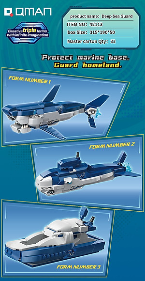 Đồ chơi lắp ráp xếp hình: Bảo vệ biển sâu - Qman 42113 (237 Chi tiết)