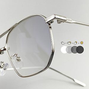 Kính Mắt Đổi Màu Khi Đi Nắng, Mắt Trắng Khi Trong Nhà, Chống Nắng, Bảo Vệ Mắt, Có Đủ Độ Từ 0 Đến Cận, Viễn, Loạn, Mắt Vuông Vừa, Khung Ngang, Gọng Kim Loại - BLUE LIGHT