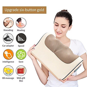Gối massage cổ vai gáy thắt lưng kết hợp xoa bóp chườm nóng giúp giảm đau hiệu quả