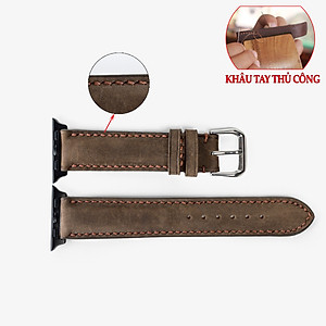 Dây đồng hồ dành cho AW da bò Vintage D116 - Hàng khâu tay thủ công cao cấp