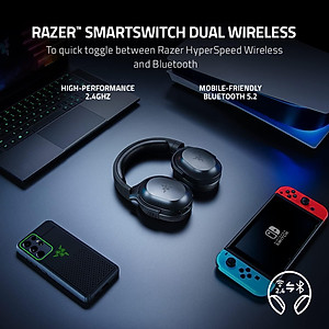 Tai nghe có khung choàng đầu kết hợp không dây Razer Barracuda X