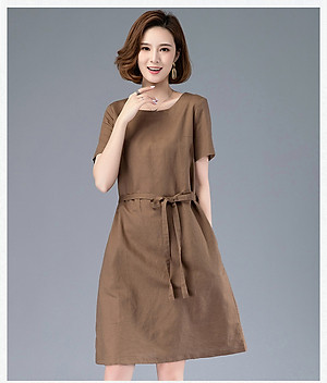 Đầm suông trung niên hoa lá, đầm form rộng da149