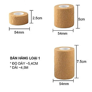 Combo 2 Cuộn Băng Cuốn Tự Dính, Băng Cuốn Cao Su Non, Băng Keo Thể Thao Chống Chấn Thương (Kích thước 5cm*4.5m), Băng keo thể thao đá bóng, băng cuốn thể thao vải tự dính, băng quấn y tế cuốn ngón tay, cổ tay, cổ chân