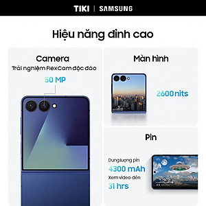 Điện thoại Samsung Galaxy Z Flip7, Điện thoại AI, Màn hình ngoài vô cực 4.1", Camera selfie 50MP, Mỏng nhất - Hàng Chính Hãng