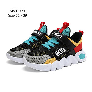Giày thể thao bé trai 6 - 12 tuổi siêu nhẹ kháng khuẩn màu đen vàng thời trang phù hợp cho trẻ em nam học sinh đi học chơi bóng chuyền bóng rổ du lịch năng động cá tính phong cách Hàn Quốc Nhím Shop GH71