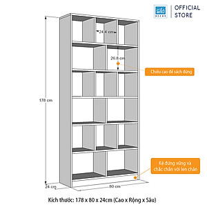 Kệ Sách Để Sàn Gỗ Chống Ẩm Cao Cấp SIB Decor (178 x 80 x 24cm)