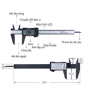 thước kep điện tử sợi carbon 0-150mm