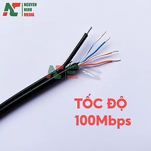 Dây Cáp Mạng Ngoài Trời HIDEKI Cat3 Dropwire 4 Lõi Đồng Nguyên Chất, Có Sợi Thép Chịu Lực, Vỏ HDPE Siêu Bền - Hàng Chính Hãng