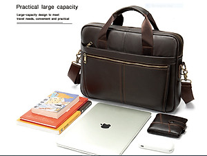 Túi xách nam da bò thật cao cấp phong cách mới 15,6"