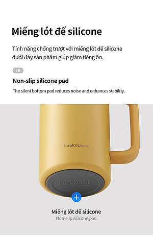 Ly giữ nhiệt LocknLock Flat Table Mug LHC4320 730ML, Hàng chính hãng, có tay cầm, miêng rộng - JoyMall