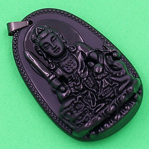 Mặt Phật Văn Thù Bồ Tát thạch anh đen 3.6 cm