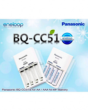 Bộ Sạc Pin Panasonic K - KJ51 Kèm 02 Pin Eneloop 2000 mah Hàng Chính Hãng