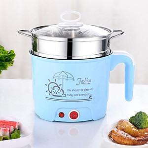 Ca Nấu Mì, Nồi Lẩu Mini Đa Năng Có Tay Cầm 1,8L - Tặng Kèm Giá Hấp Inox 